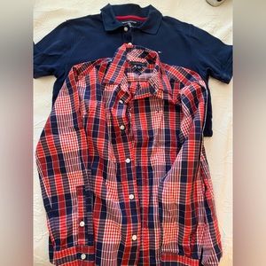 Tommy Hilfiger 2-piece bundle; boys 12-14. long sleeve button down; short polo